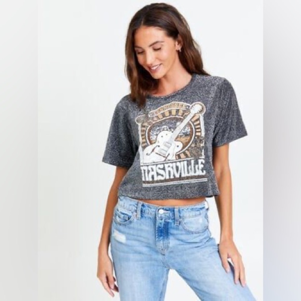 Altar’d State Sparkly Nashville Tennessee Graphic Crop Top Size S